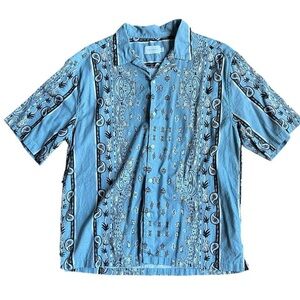 Light Blue Casual Button Down Shirt with Vertical Stripes